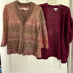 Kim Rogers Pink and Burgundy Cardigan Set